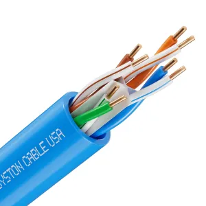 Cat 6A  Ethernet Network Cable，700MHz 23AWG Solid Bare Copper Wire Outdoor/Indoor, No Ends 100/250/500/1000 Ft Available, Heat Resistant Riser Rated (100 FT, CMR, Blue-CMR)