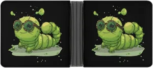 Caterpillar Glasses Insect Bug Bifold Wallet PU Leather Slim Purse Pocket Wallet with Card Holder for Men Women