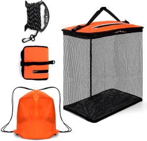Cedilis Large Floating Fishing Basket for Live Caught Fish, Foldable Floating Fish Net Cage, Collapsible Nylon Mesh Fishing Bag Bait Pen, Portable,10 Gallons, Easy to Clean