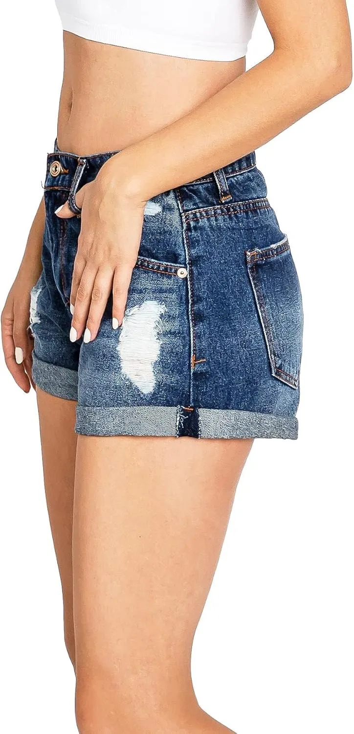 Celebrity Pink Womens Juniors Cuffed Classic Denim Shorts