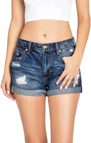 Celebrity Pink Womens Juniors Cuffed Classic Denim Shorts