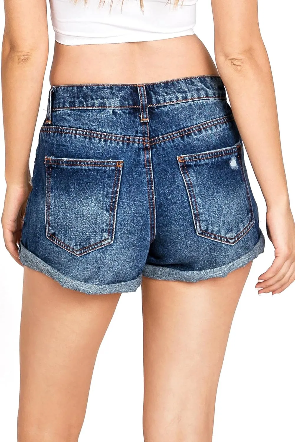 Celebrity Pink Womens Juniors Cuffed Classic Denim Shorts