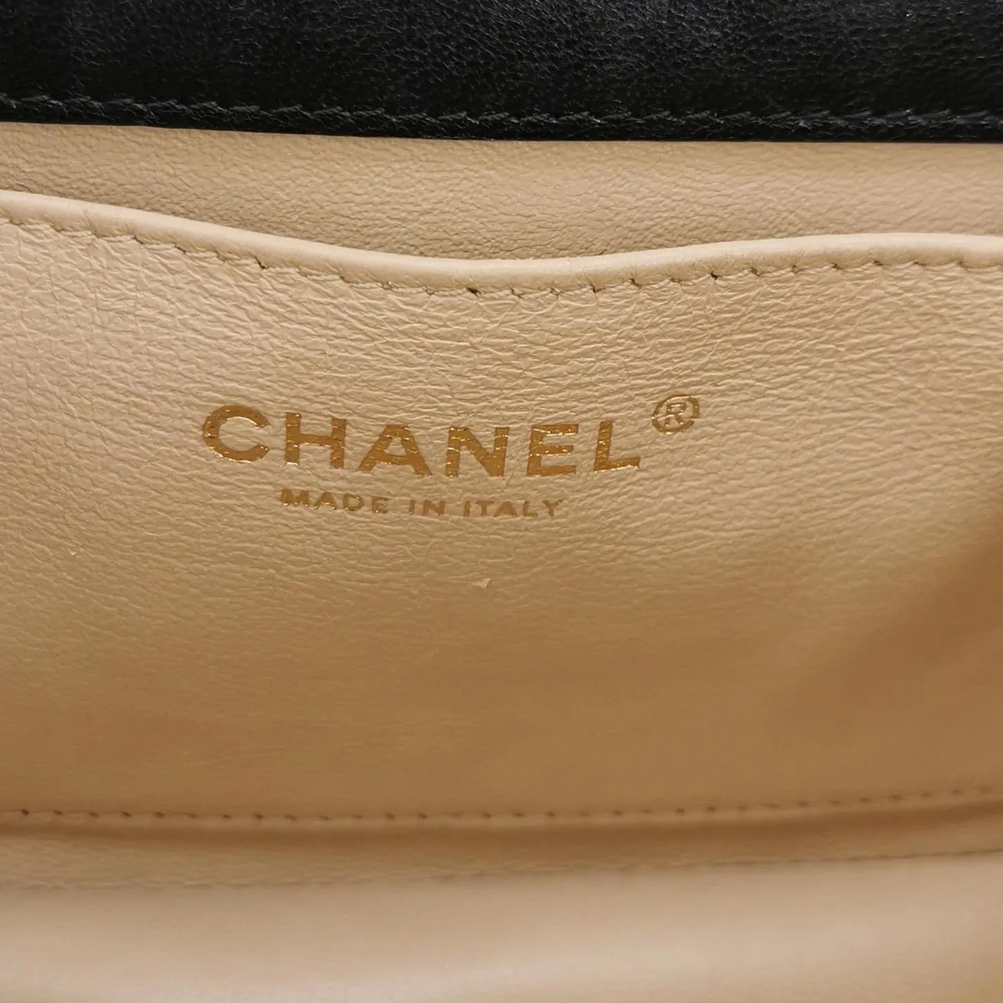 Chanel Chevron Subtle Flap Bag Black Gold Detail
