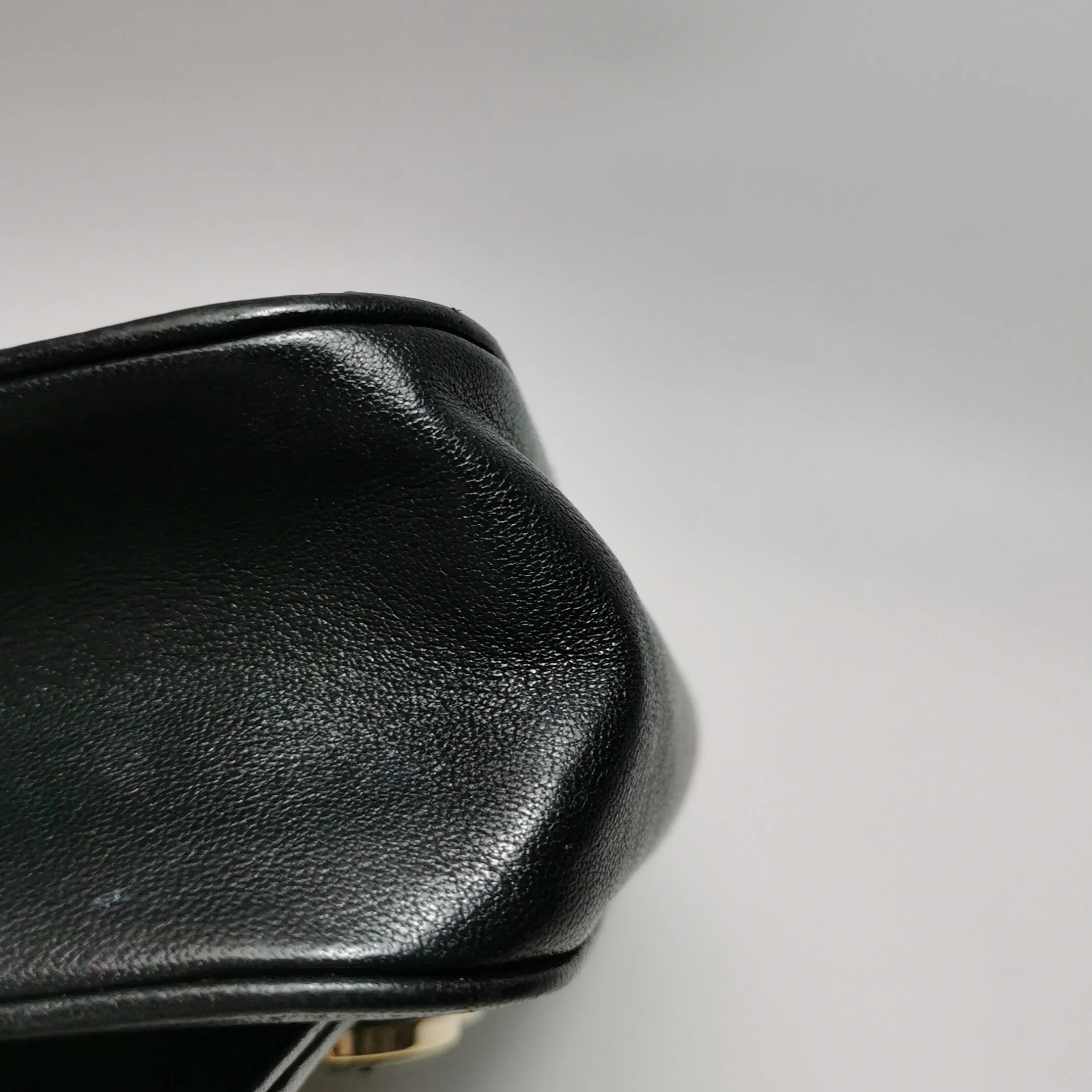 Chanel Chevron Subtle Flap Bag Black Gold Detail
