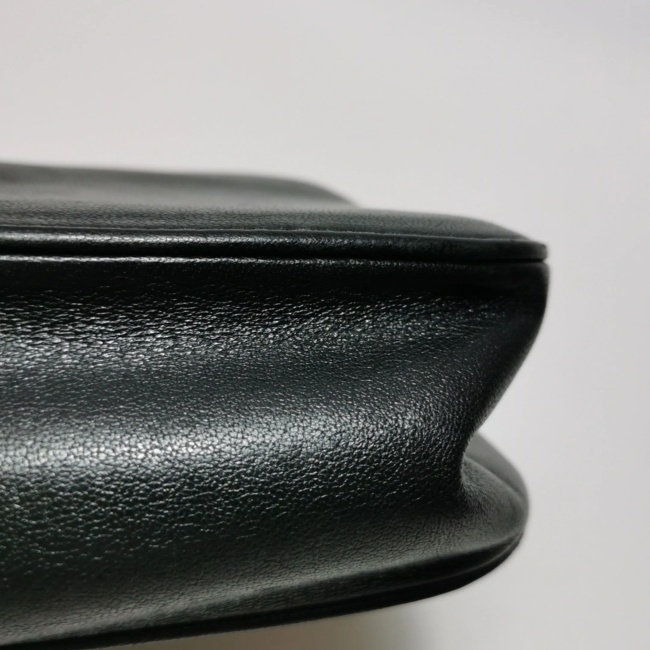 Chanel Chevron Subtle Flap Bag Black Gold Detail