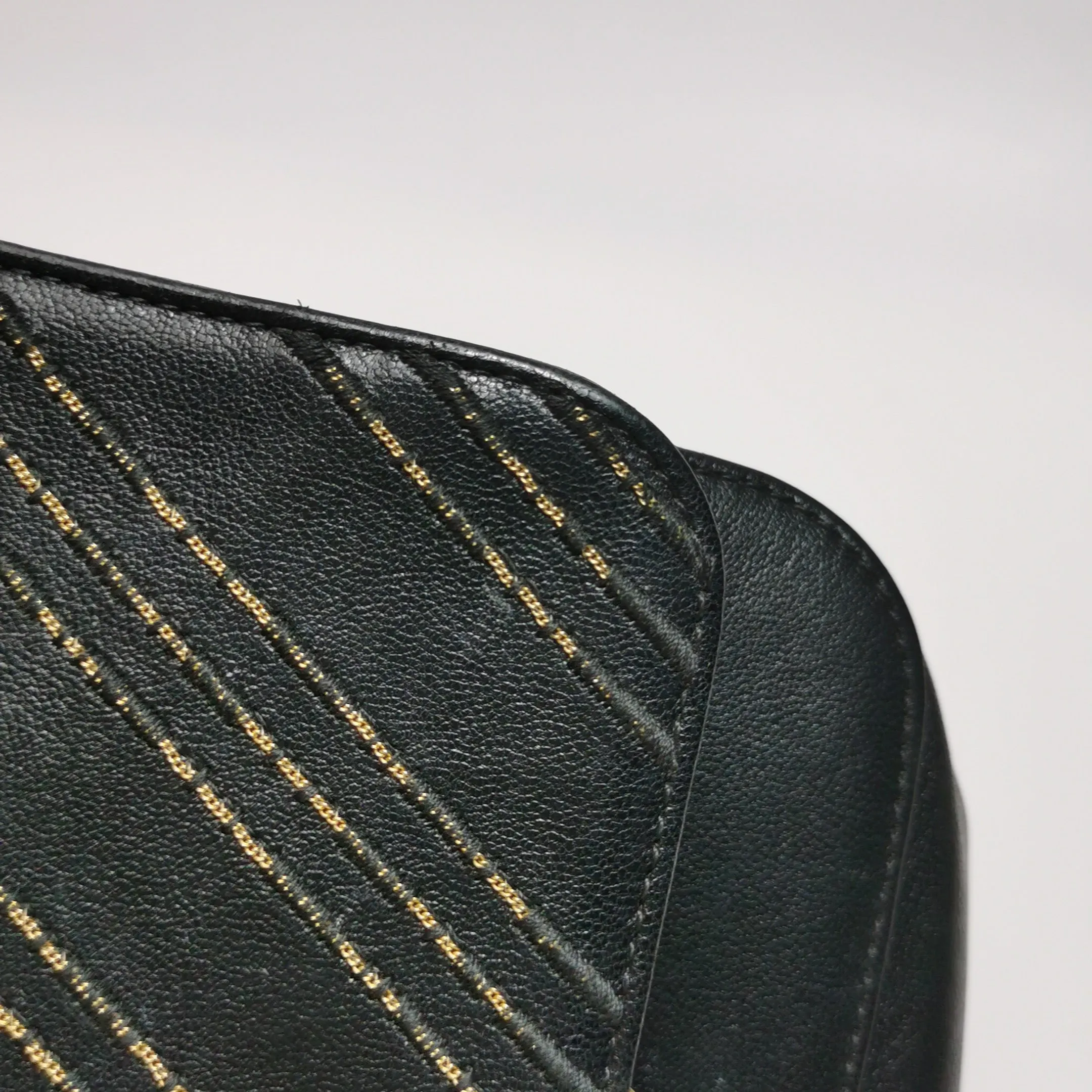 Chanel Chevron Subtle Flap Bag Black Gold Detail