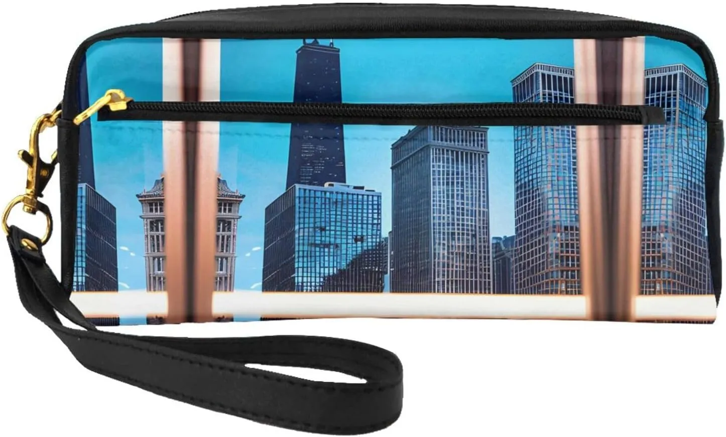 Chicago Reflect Print Portable Makeup Bag,Travel-Friendly Design,Versatile Mini Makeup Pouchtion
