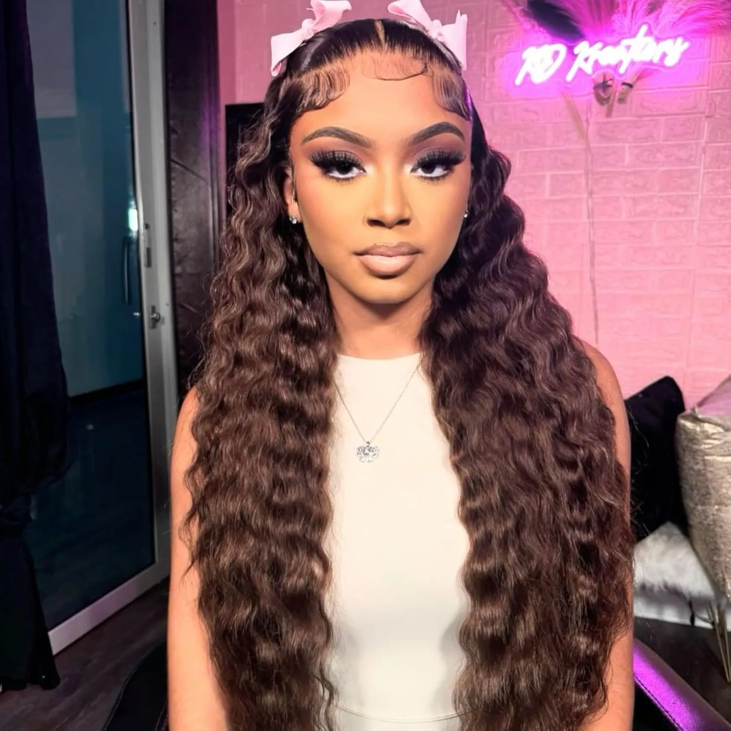 Chocolate Brown 250% Density 13x4 Full Lace Front Wigs Human Hair Loose Wave 15A HD Colored Lace Frontal Wig Pre Plucked with Baby Hair Brown Loose Deep Wave Wig Human Hair Wigs for Black Women