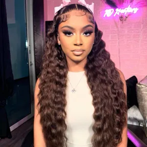 Chocolate Brown 250% Density 13x4 Full Lace Front Wigs Human Hair Loose Wave 15A HD Colored Lace Frontal Wig Pre Plucked with Baby Hair Brown Loose Deep Wave Wig Human Hair Wigs for Black Women