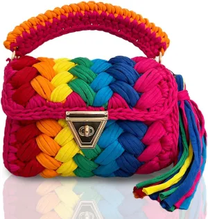 CHQEL Evening Clutch Bag for Women, Handmade Crochet Wedding Party Purse, Small Flap Formal Crossbody Handbag Evening Clutch