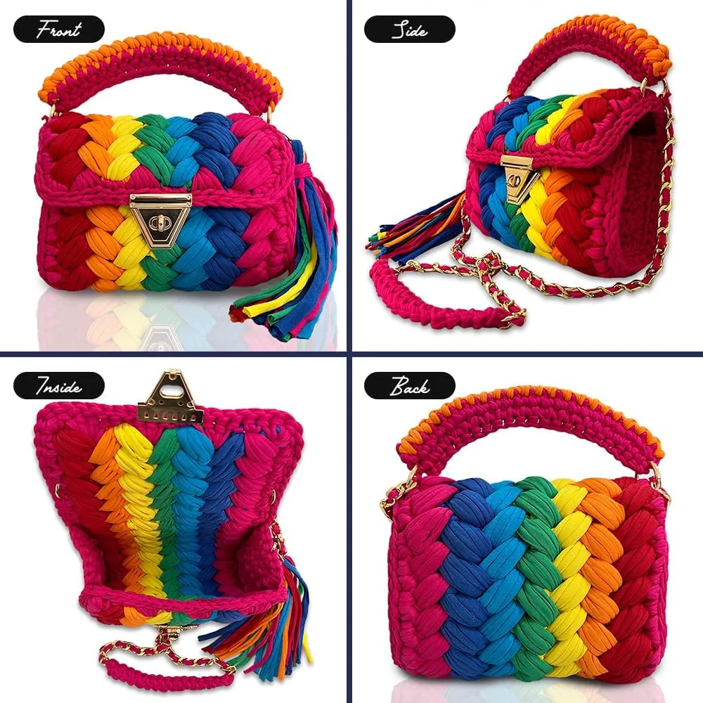 CHQEL Evening Clutch Bag for Women, Handmade Crochet Wedding Party Purse, Small Flap Formal Crossbody Handbag Evening Clutch