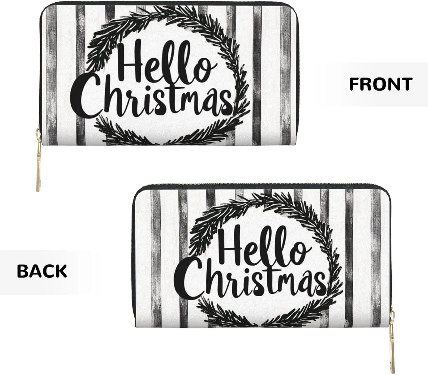 Christmas Travel Wallet Women Santa Mens Wallet Red Green Reindeer Zip Around Cards Phone Holder For Handbags