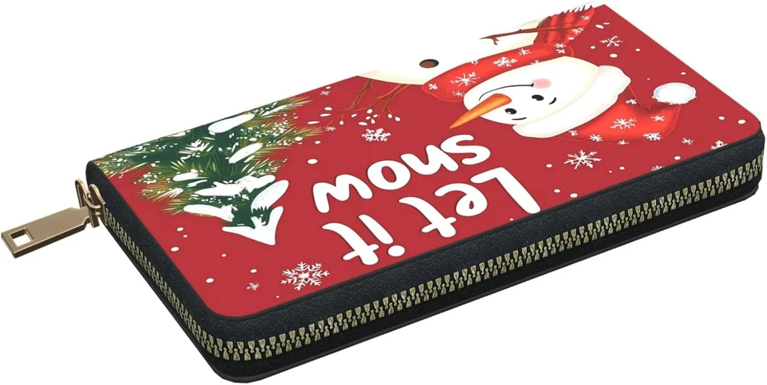 Christmas Travel Wallet Women Santa Mens Wallet Red Green Reindeer Zip Around Cards Phone Holder For Handbags