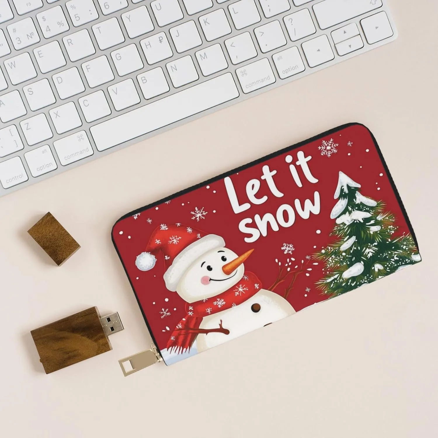 Christmas Travel Wallet Women Santa Mens Wallet Red Green Reindeer Zip Around Cards Phone Holder For Handbags