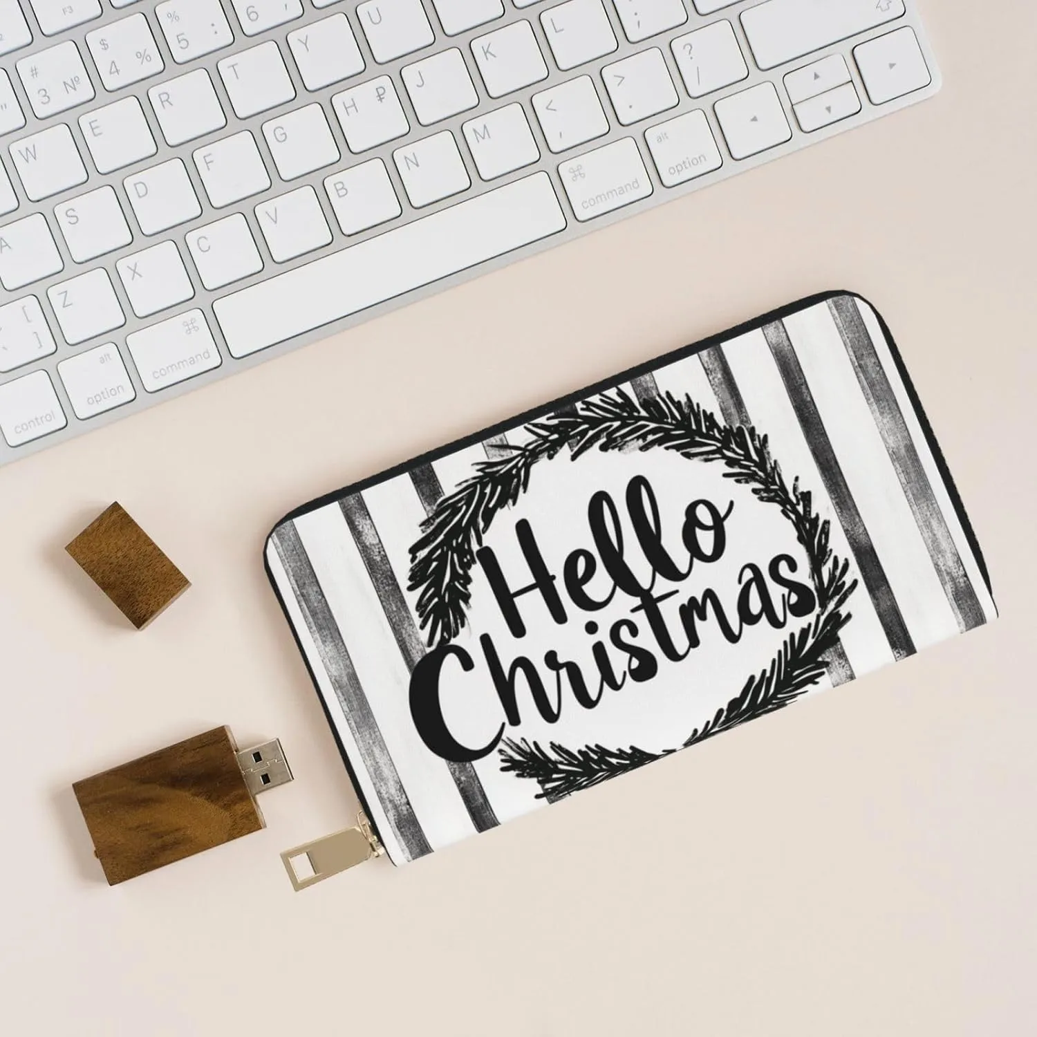Christmas Travel Wallet Women Santa Mens Wallet Red Green Reindeer Zip Around Cards Phone Holder For Handbags