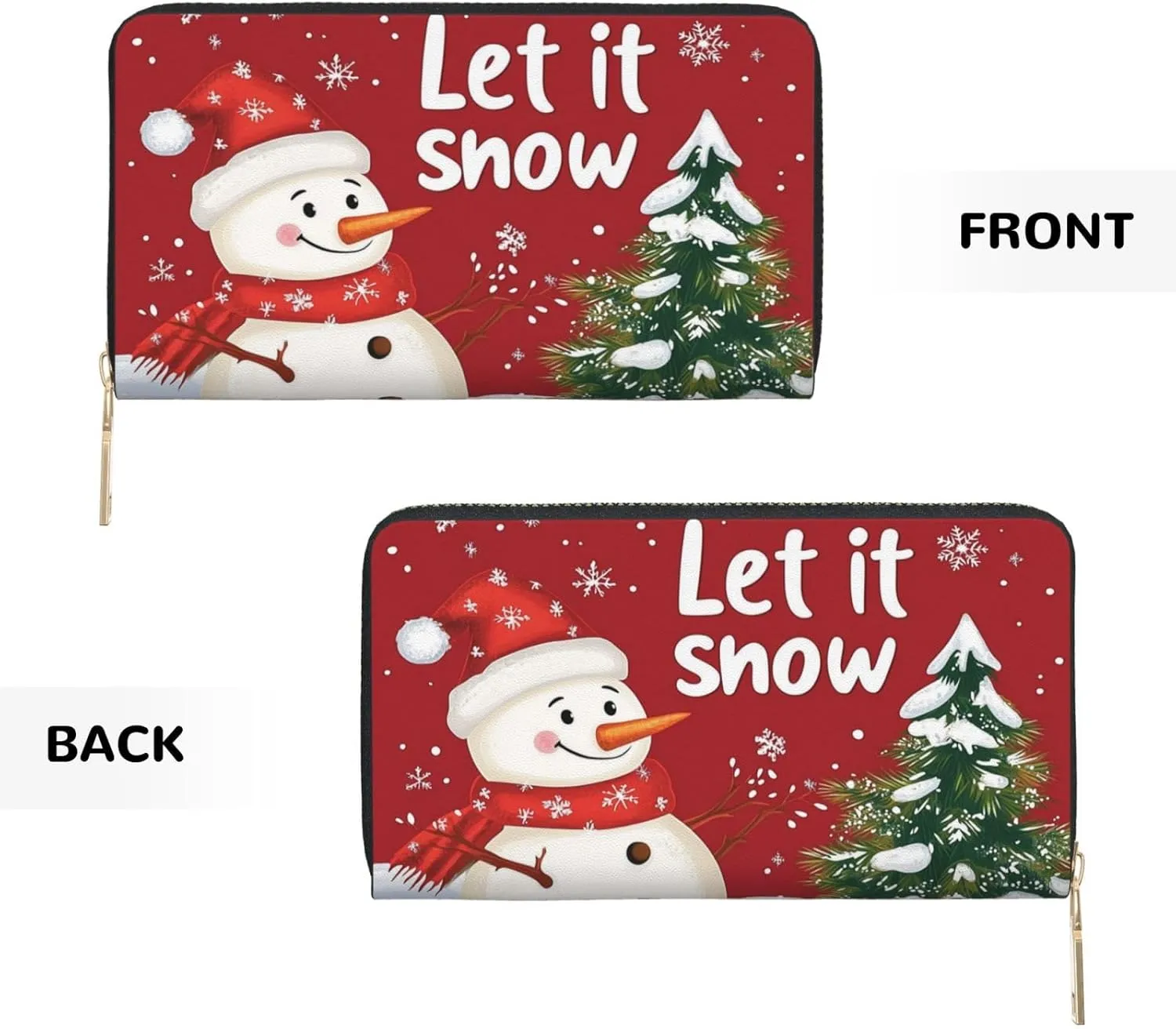 Christmas Travel Wallet Women Santa Mens Wallet Red Green Reindeer Zip Around Cards Phone Holder For Handbags