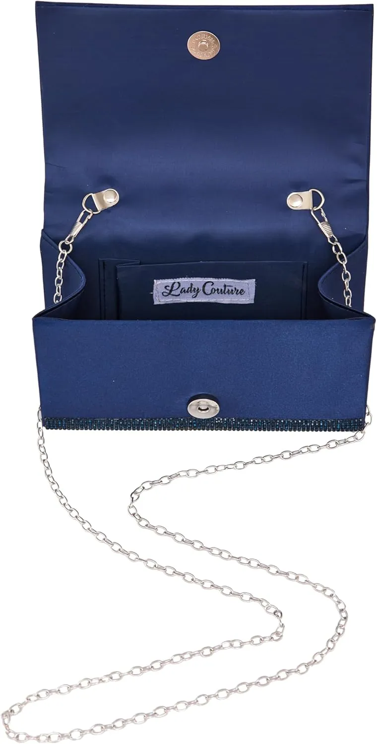 CINDY Elegant Rhinestone Satin Evening Bag