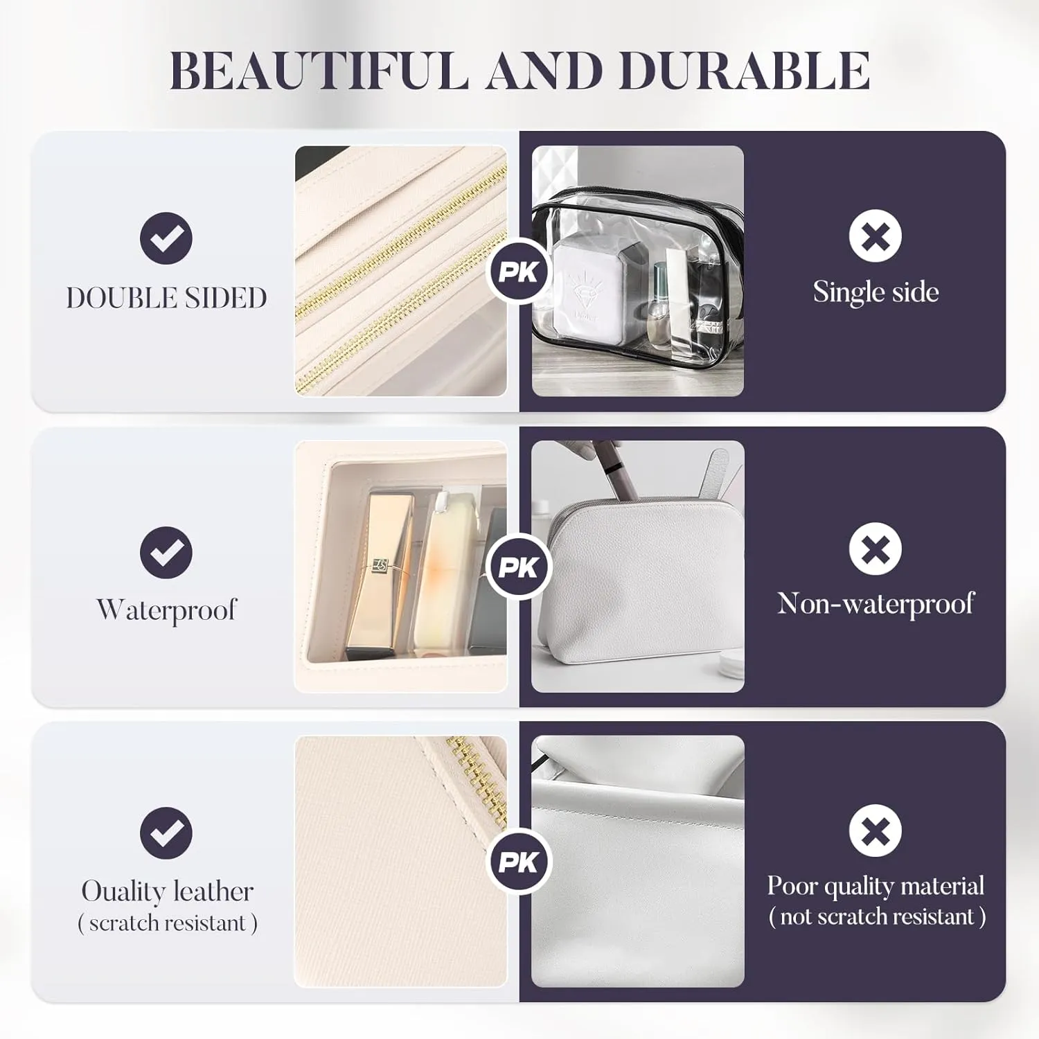 Clear Makeup Bag Cosmetic Travel Bag With Double Sided Zipper Waterproof Toiletry Bag for Women Business or Personal Travel Essentials