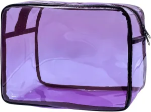 Clear Toiletry Bag, PVC Makeup Bag for Women, Spacious Clear Cosmetic & Toiletry Pouch，Large Transparent Makeup Pouch for Travel (Purple)