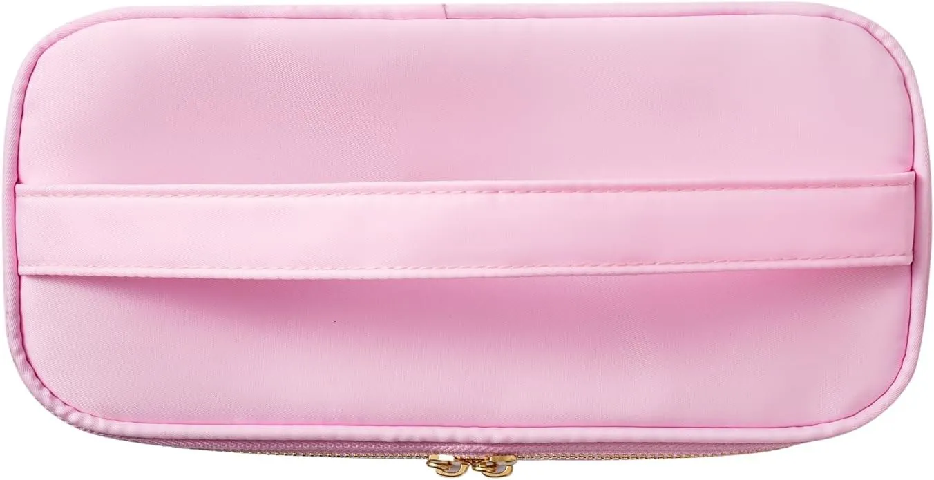 Clear Waterproof Summer SWIM Makeup Bag, Aesthetic Transparent Letter Patch Cosmetic Bag, Preppy Beach Pool Zipper Pouch, Summer Organizer Toiletry Bag for Women Girl Swimmer Gifts(04SWIM Pink)