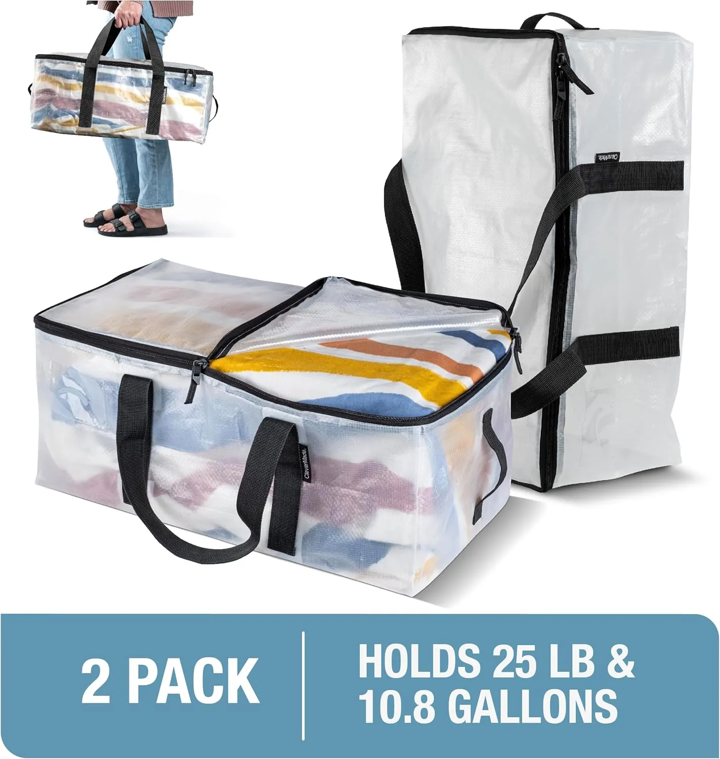 CleverMade Storage Bags and Totes - Soft-Sided, Durable Multi-Purpose Storage Solutions for Moving, Shopping, and Organizing