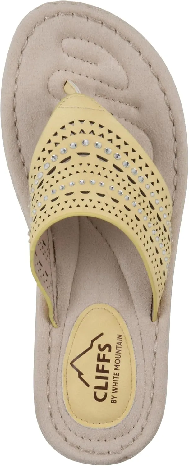 CLIFFS BY WHITE MOUNTAIN Women's Comate Rhinestoned Mini Wedge Flip Flop Sandal