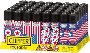 Clipper Lighter 48 Ct – National Stars - Safe Butane Clipper Lighter - Refillable Lighters in Assorted Colors - Reusable Candle - Soft Flame Lighter - Cute Lighter Pack of – 48
