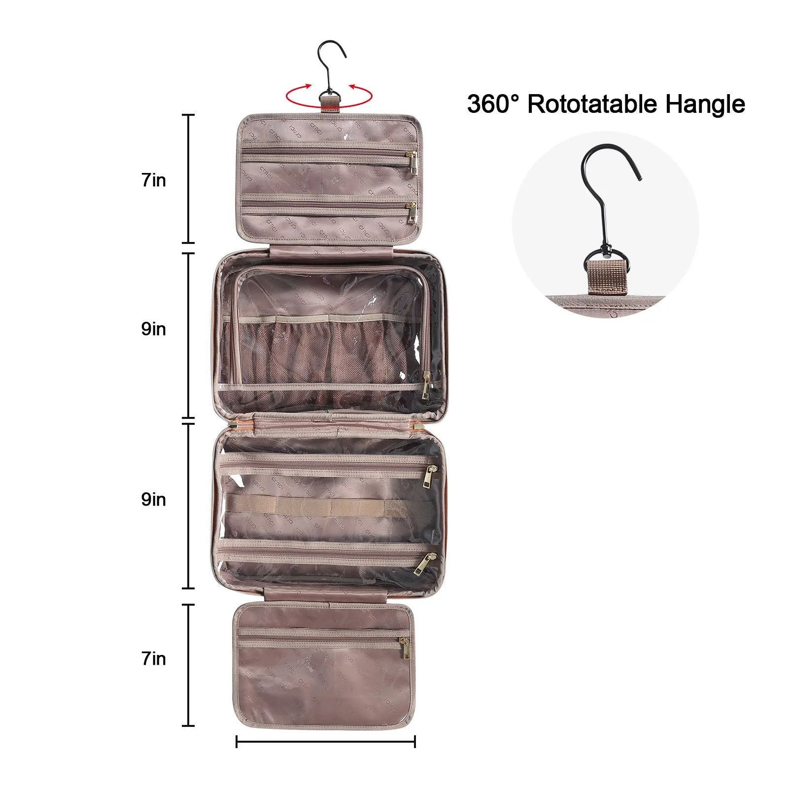 CLUCI Toiletry Bag Hanging Travel Organizer with Transparent Cosmetic Bag and Makeup Pouch For Full Sized Toiletries