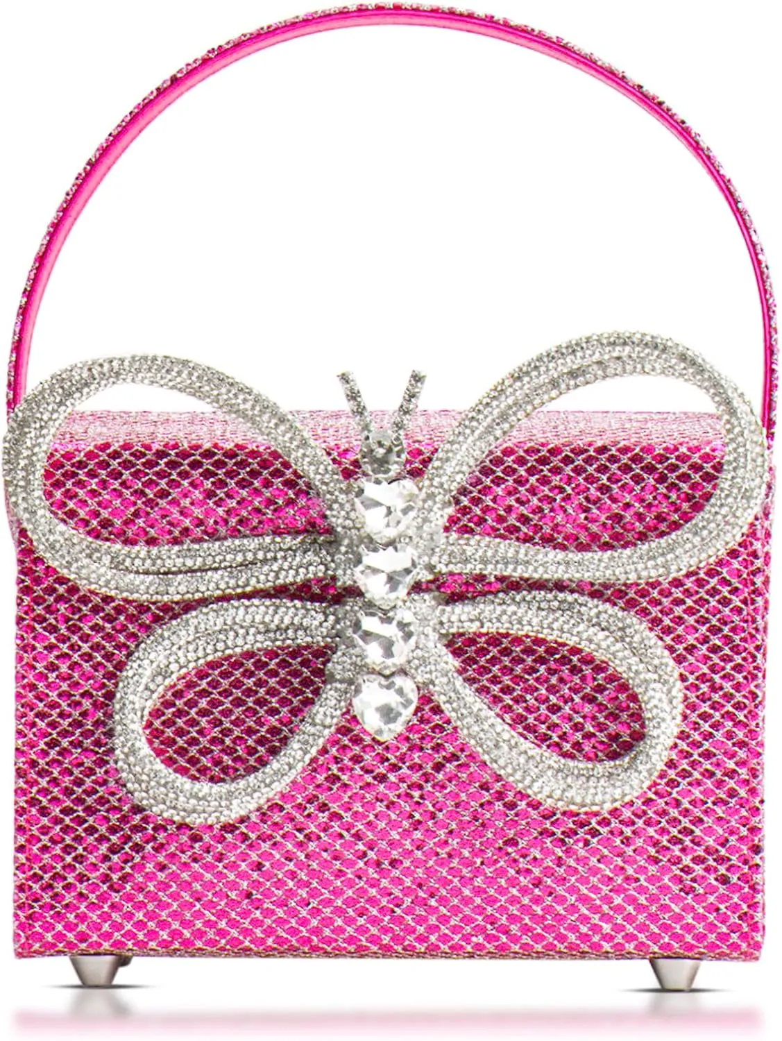 Clutch Purses for Women, Butterfly Rhinestone Evening Bag, Sequin Small Tote Bag, Handbag for Wedding, Prom, Parties, Travel(Pink)