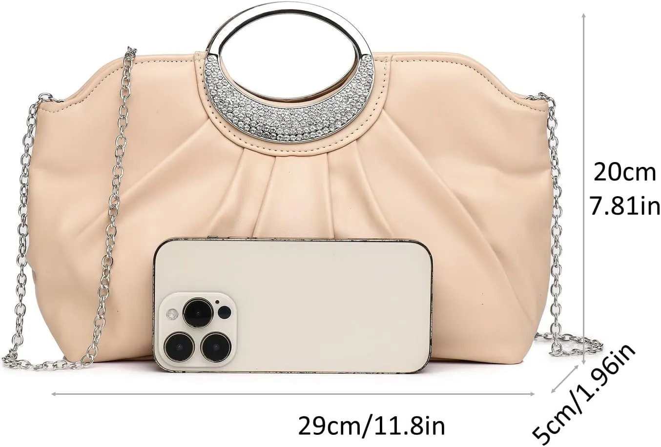 Clutch Purses for Women Elegant Pleated Evening Bag Fashion PU Leather Purse for Prom Cocktail Wedding