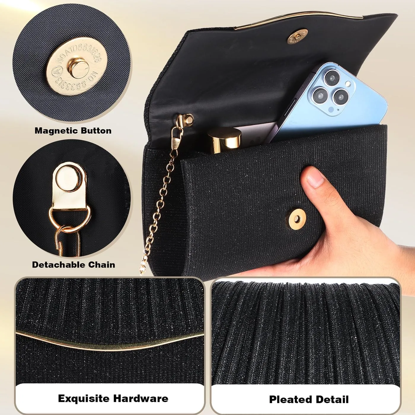 Clutch Purses for Women Formal Dressy Evening Bag Handbags Crossbody Bag for Wedding Cocktail Prom Party Elegance Charm