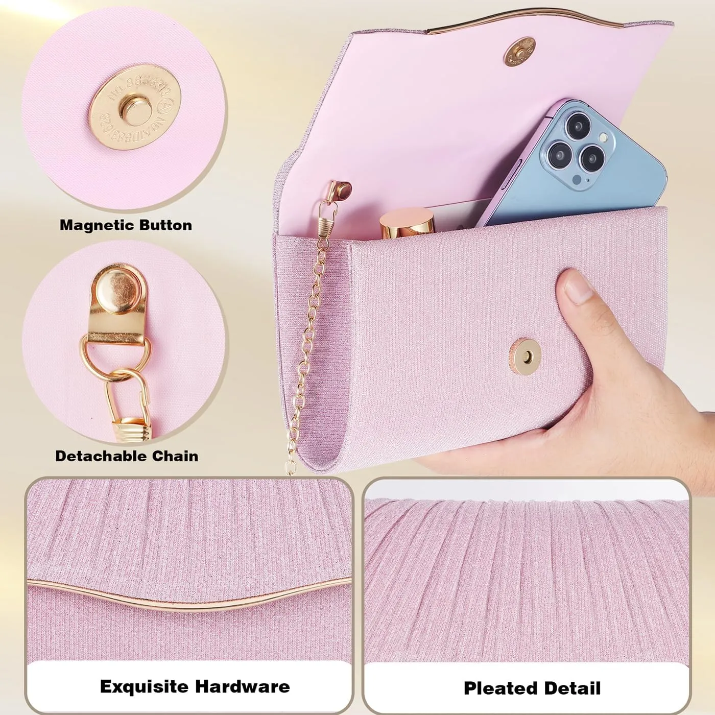 Clutch Purses for Women Formal Dressy Evening Bag Handbags Crossbody Bag for Wedding Cocktail Prom Party Elegance Charm