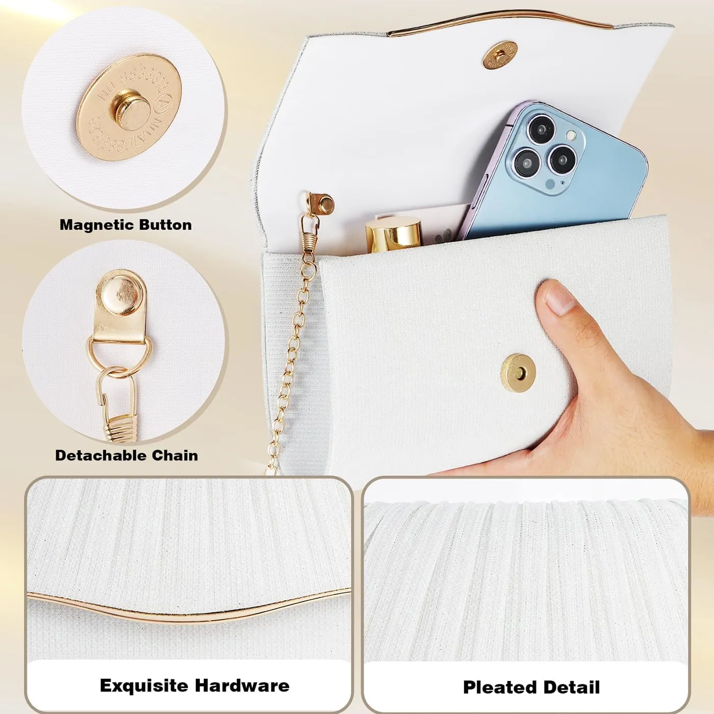 Clutch Purses for Women Formal Dressy Evening Bag Handbags Crossbody Bag for Wedding Cocktail Prom Party Elegance Charm
