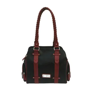 Cncld Carry  Braided Shldr Bag-blk-brgndy
