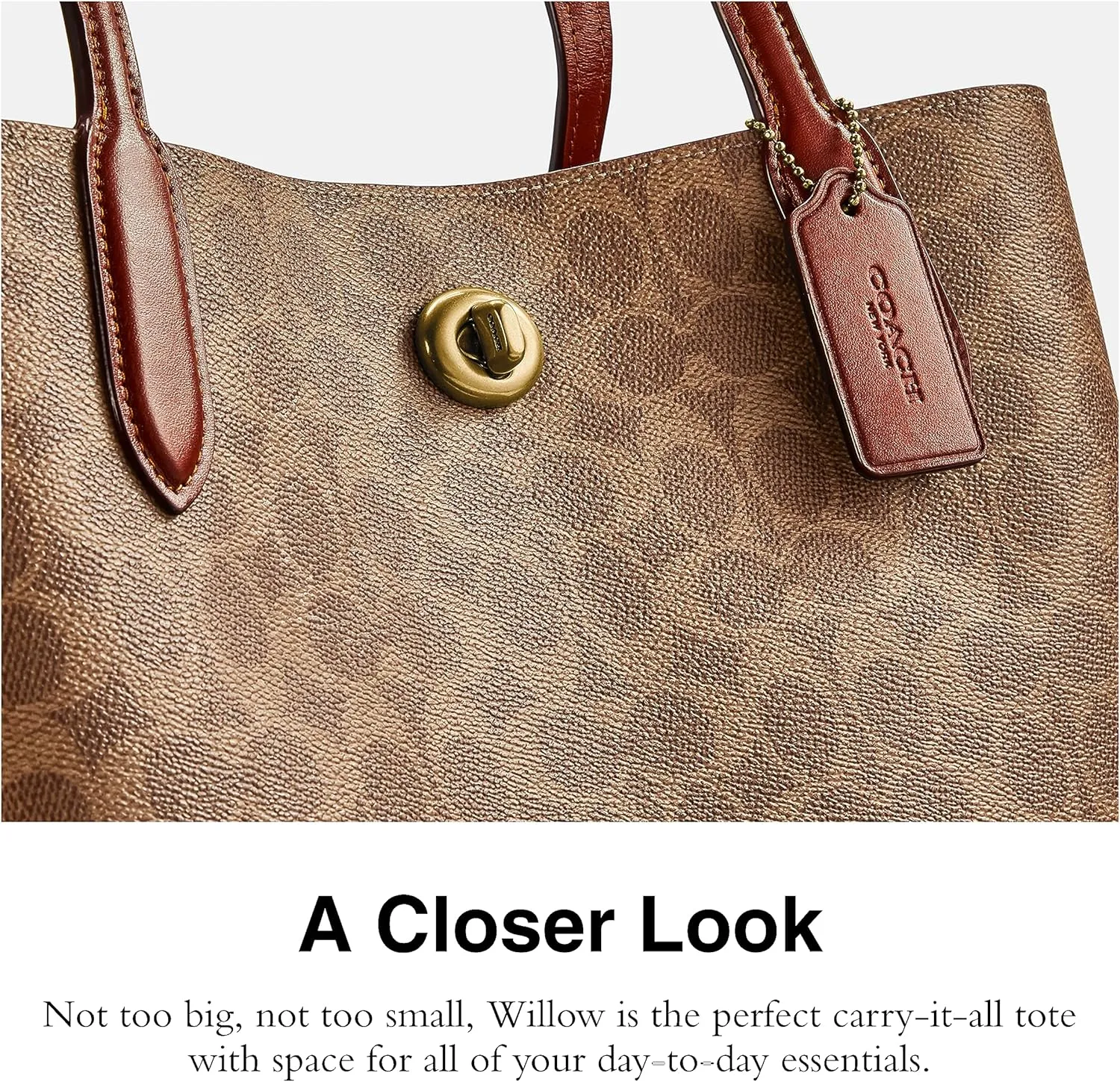 COACH Coated Canvas Signature Willow Tote, Tan Rust, One Size
