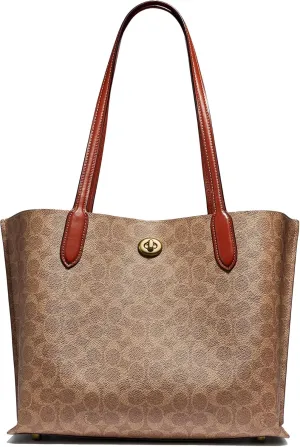 COACH Coated Canvas Signature Willow Tote, Tan Rust, One Size