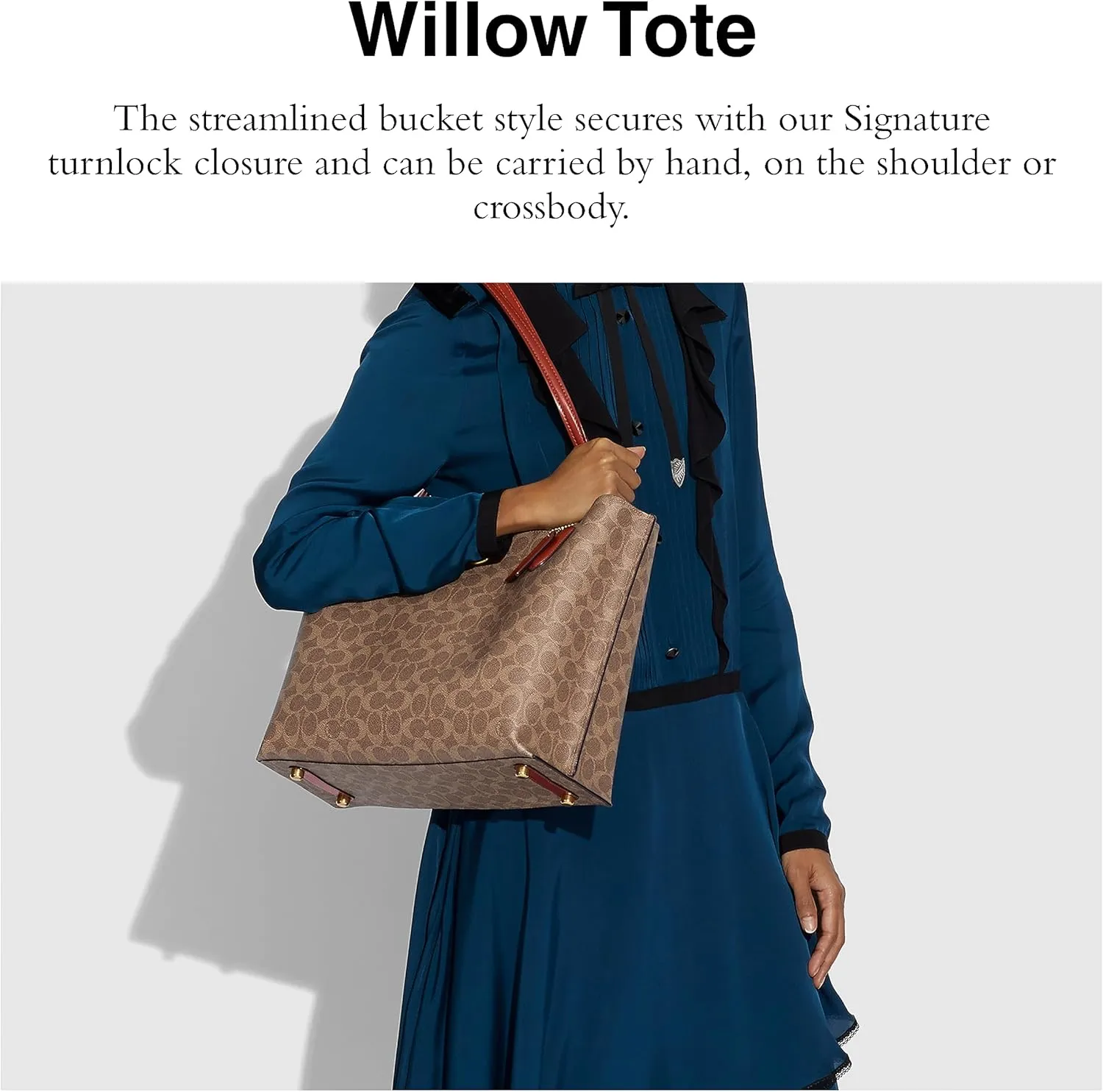 COACH Coated Canvas Signature Willow Tote, Tan Rust, One Size