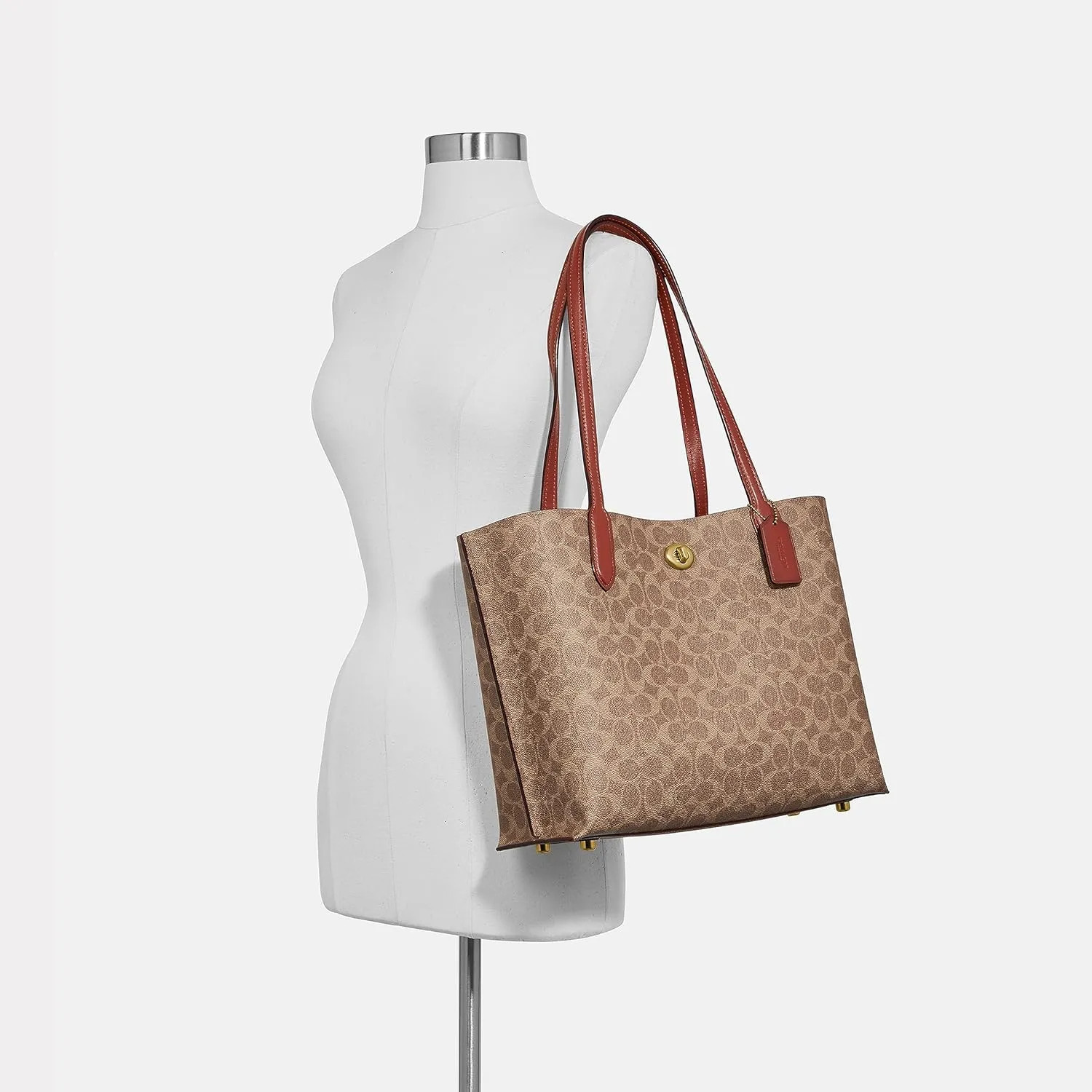 COACH Coated Canvas Signature Willow Tote, Tan Rust, One Size