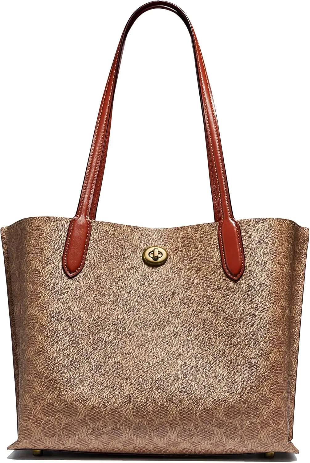 COACH Coated Canvas Signature Willow Tote, Tan Rust, One Size