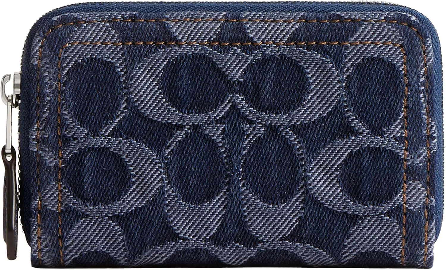 Coach Women's Essential Small Zip Around Card Case in Signature Denim Accessory-Travelers Sleeves, LH/Deep Blue Multi, One Size