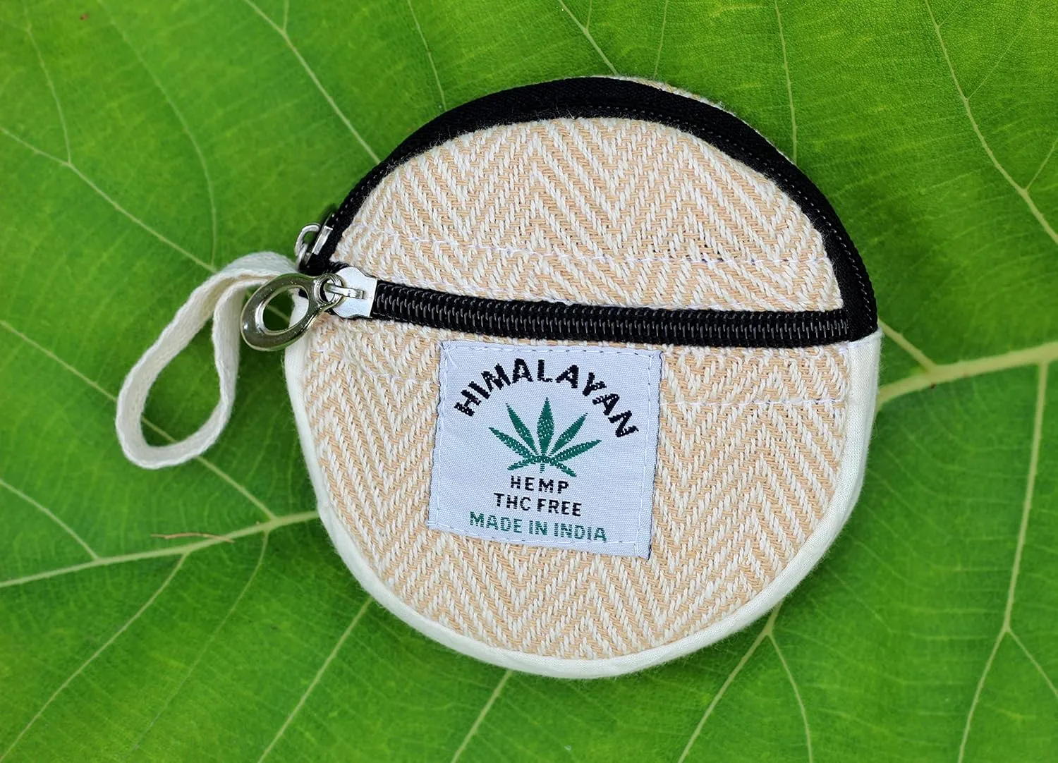 Coin Purse For Women Handmade Hemp Coin Pouch Eco friendly Hippie Boho Wallet Earphone holder (Beige)
