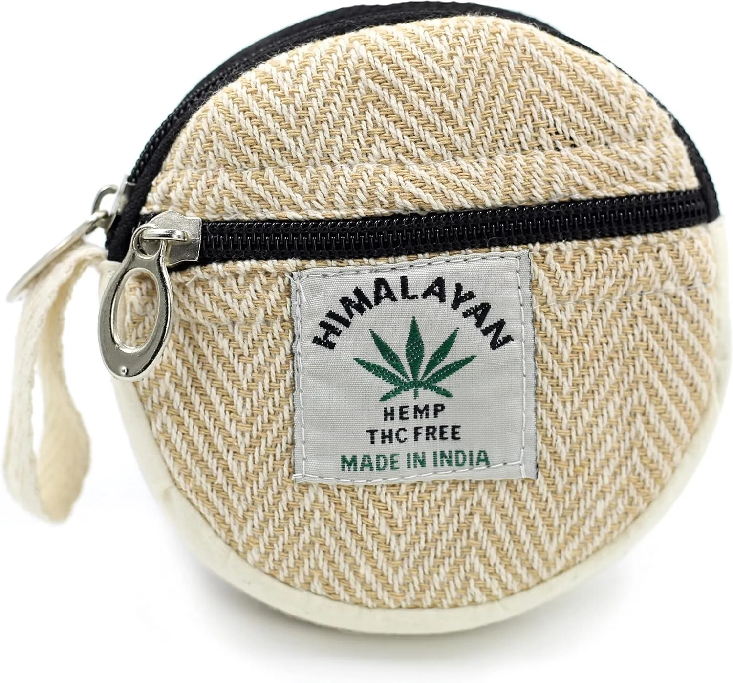 Coin Purse For Women Handmade Hemp Coin Pouch Eco friendly Hippie Boho Wallet Earphone holder (Beige)