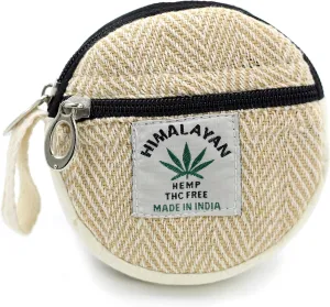 Coin Purse For Women Handmade Hemp Coin Pouch Eco friendly Hippie Boho Wallet Earphone holder (Beige)