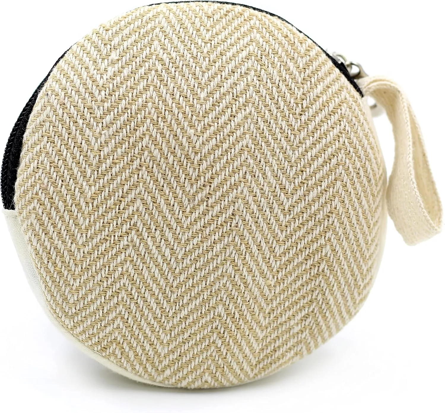Coin Purse For Women Handmade Hemp Coin Pouch Eco friendly Hippie Boho Wallet Earphone holder (Beige)