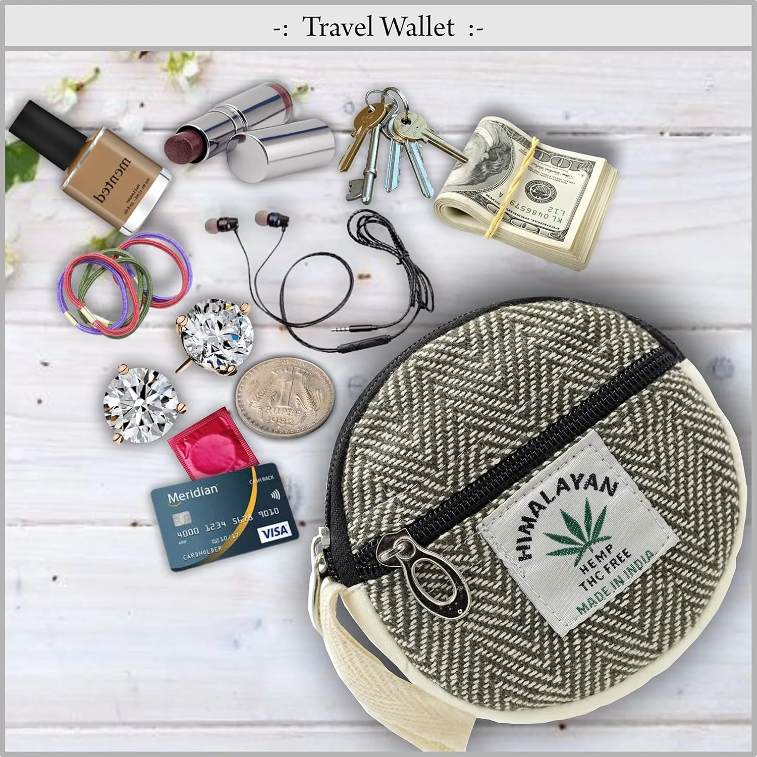 Coin Purse For Women Handmade Hemp Coin Pouch Eco friendly Hippie Boho Wallet Earphone holder (Dark Green), Standard, (MFCP003)