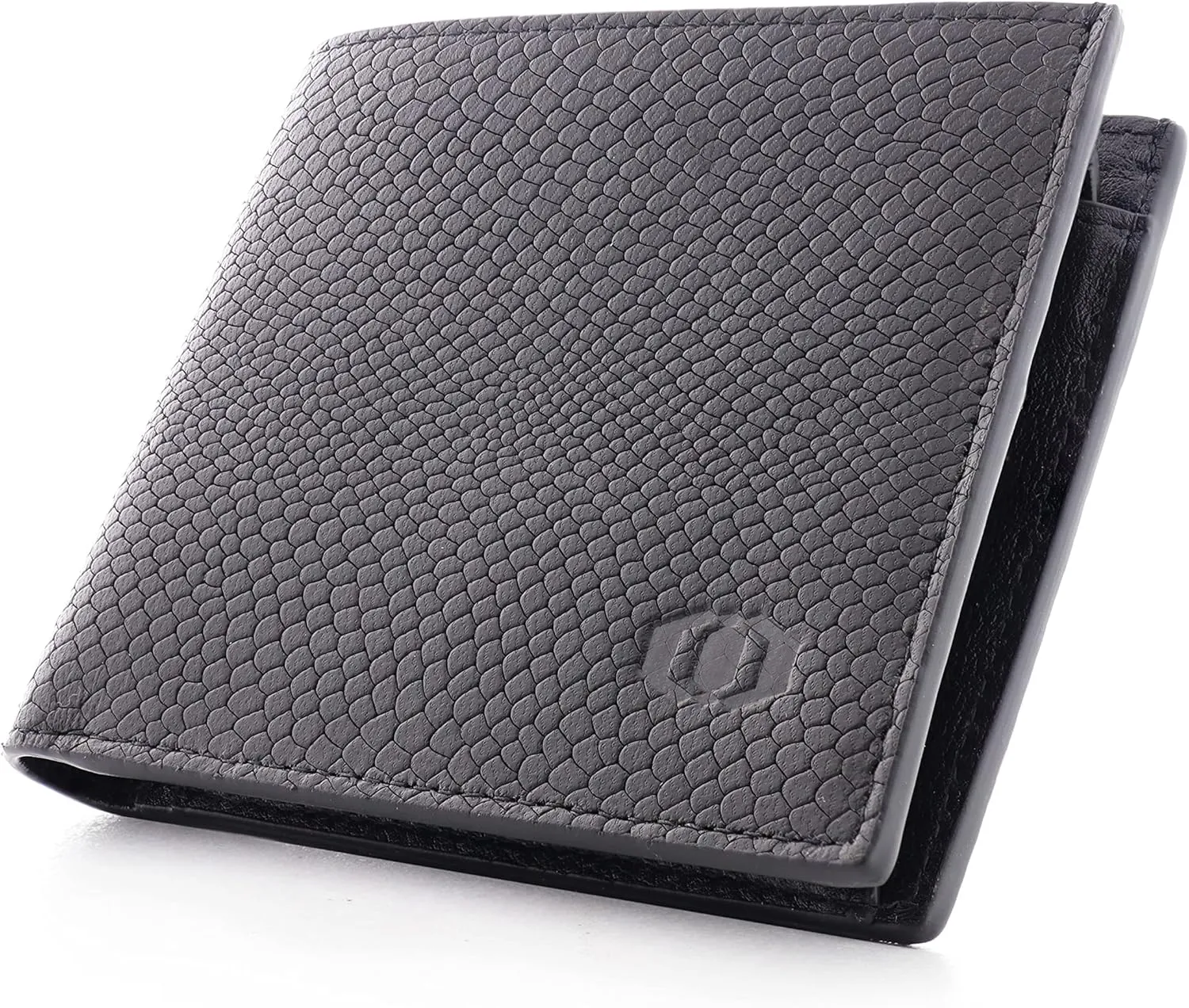 ColdFire Snake Eye Slim Leather Wallet - 4 Card Slots, Coin Pocket - Black - RFID Blocking - Bifold - Multi Compartment - Snakeskin Pattern