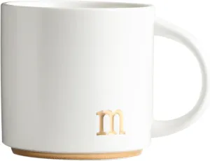 COLLECTIVE HOME - Monogram Ceramic Mugs, 15 oz Golden Initial Coffee Cups, Elegant Alphabet Tea Mugs, Elegant Personalized Mug with Gift Box, Luxurious Cups for Office and Home (m)