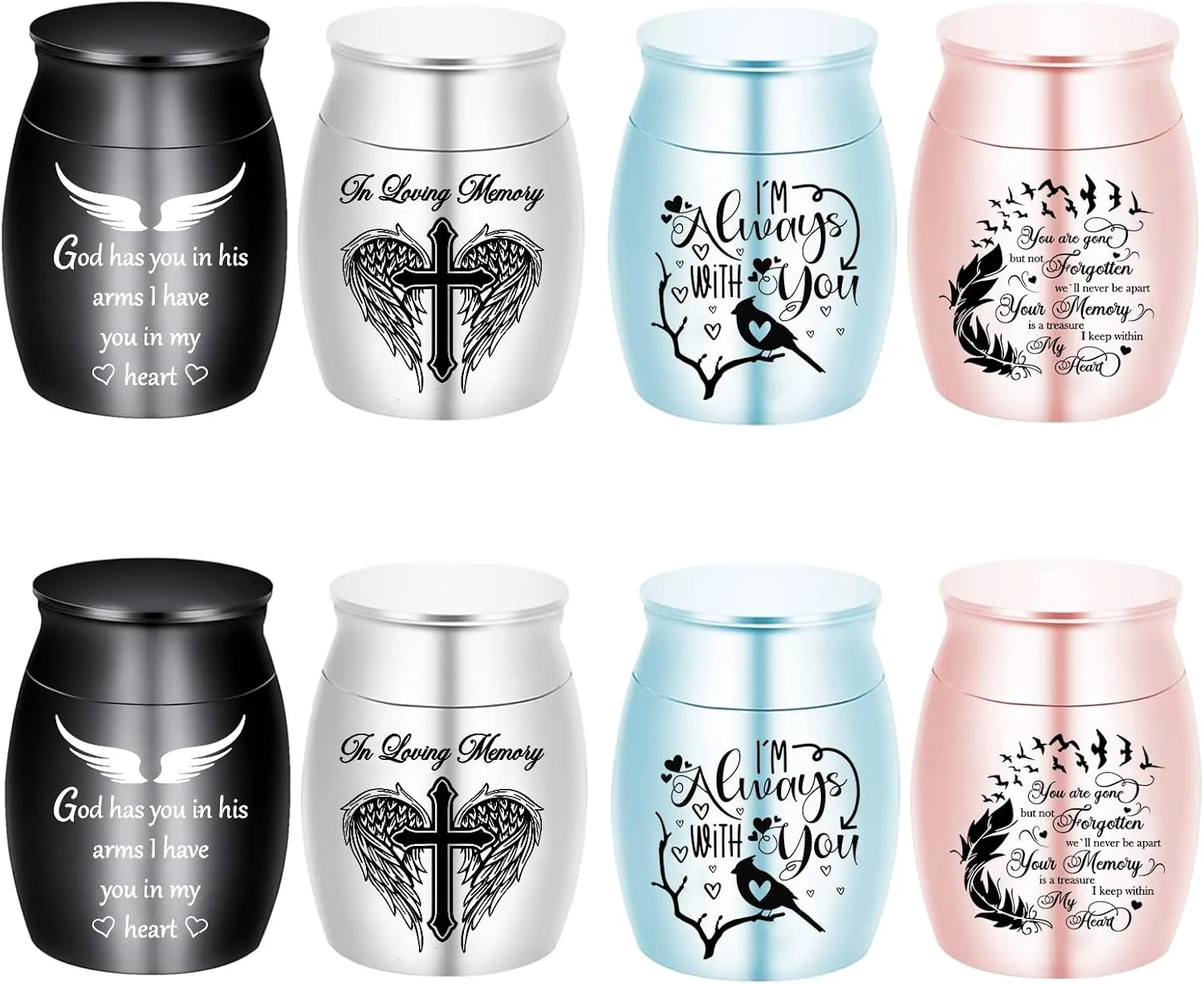 Color Small Urns for Ashes - Set of 8，Aluminium Mini Urns, Cremation Urns for Human/Pet Ashes, Ashes Holder, Small Keepsake urns-Memorial Urn (8Pcs -Urn)