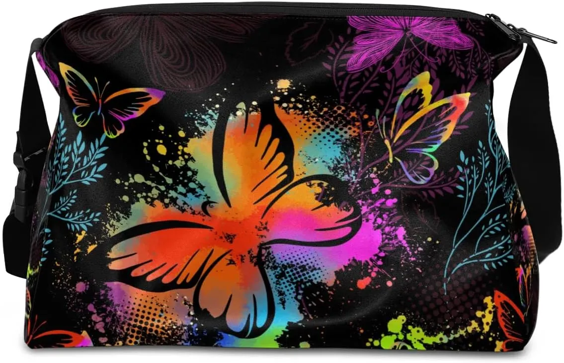 Colored Butterflies Small Gym Bag for Men Women Workout Sport Duffle Bag Waterproof Weekender Overnight Bag