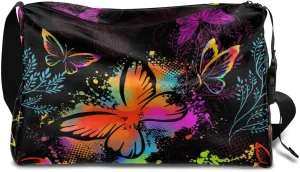 Colored Butterflies Small Gym Bag for Men Women Workout Sport Duffle Bag Waterproof Weekender Overnight Bag